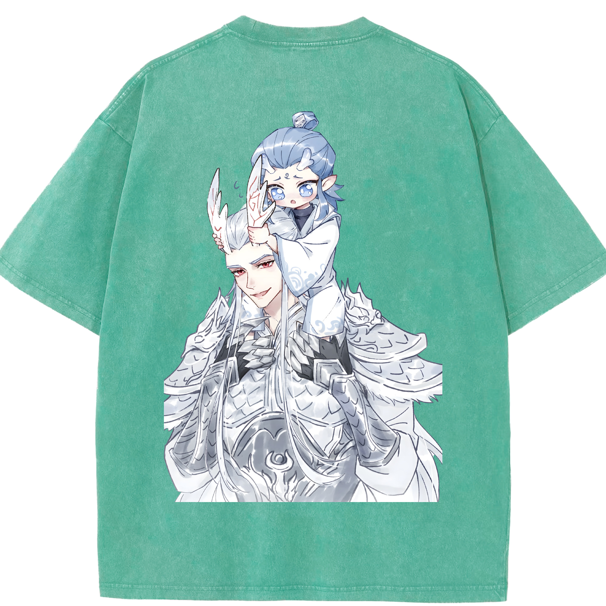 （画像用） Ne Zha 2 ナタ 魔童の大暴れ 綿100% ヴィンテージ風 半袖Tシャツ（背面プリント）